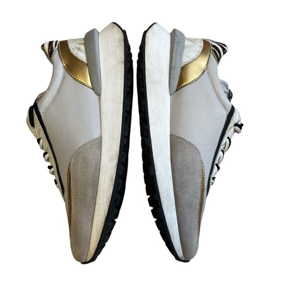 Méliné Low-Top Trainer Sneakers Womens 9.5 Zebra Gold Gray Lace Retro Italy Shoe - Picture 6 of 15